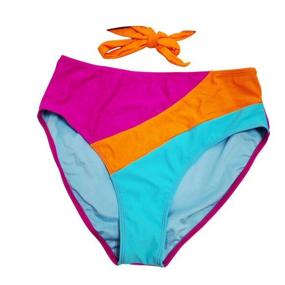 Colorblock Bikini Set With Adjustable Straps & High-Waist Bottoms Size L - Picture 6 of 9